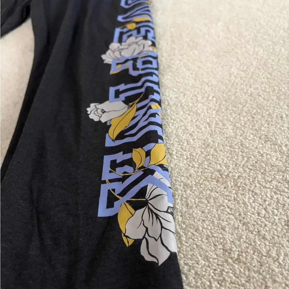 PINK Victoria's Secret Black Leggings with Floral and Lettering